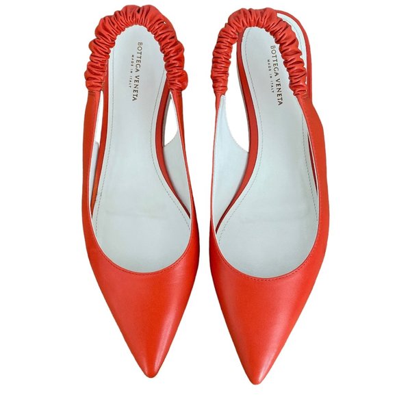 Bottega Veneta Shoes - Bottega Veneta Leather Pointed Toe Slingback Strap Flat Mules
